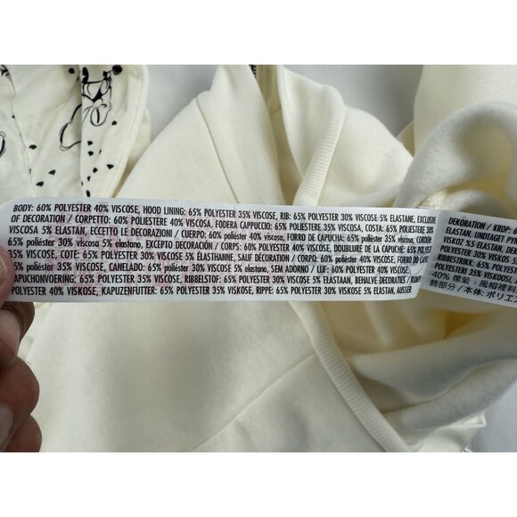 Disney Women Sweatshirt Large White Fleece Hoodie Minnie Mouse Embroidered - Picture 9 of 11